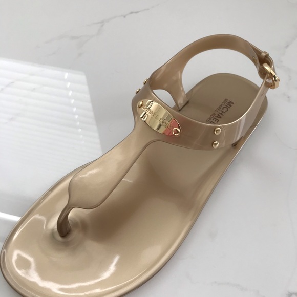 Michael Kors jelly gold sandals sling back thong - Picture 2 of 6